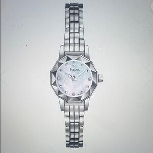 Bulova Women's Silver Watch with Diamond Accents